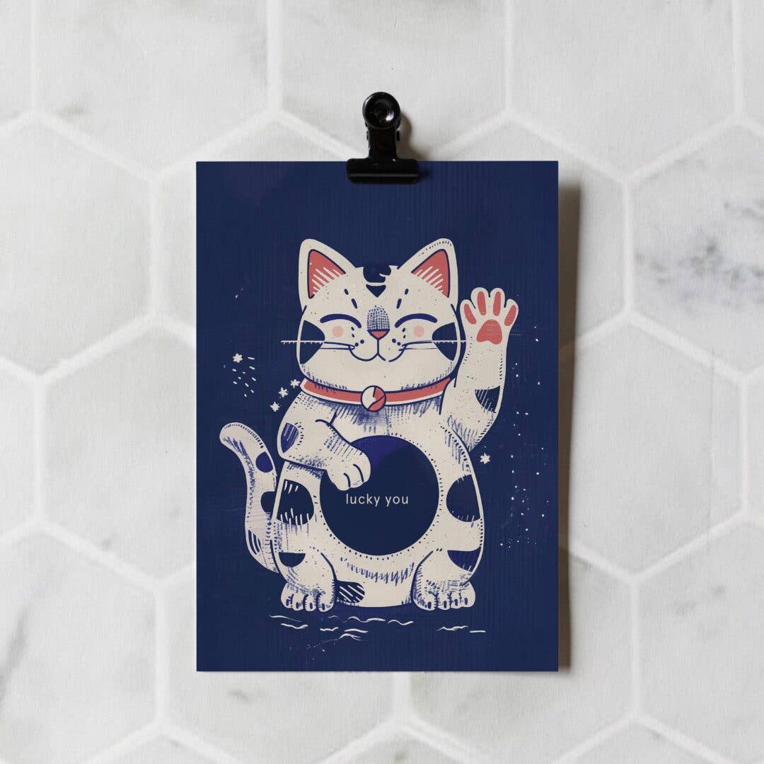 Lucky Cat | Everyday Greeting Card | Good luck card
