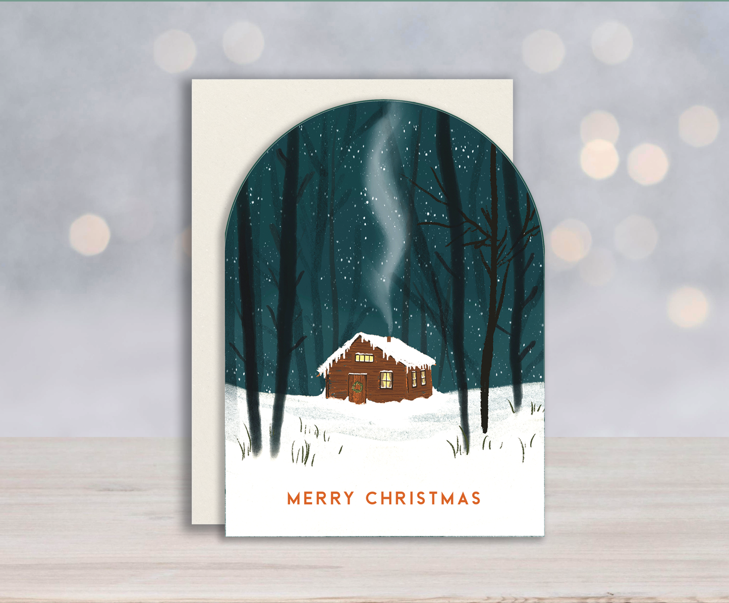 Snowglobe Cabin Card