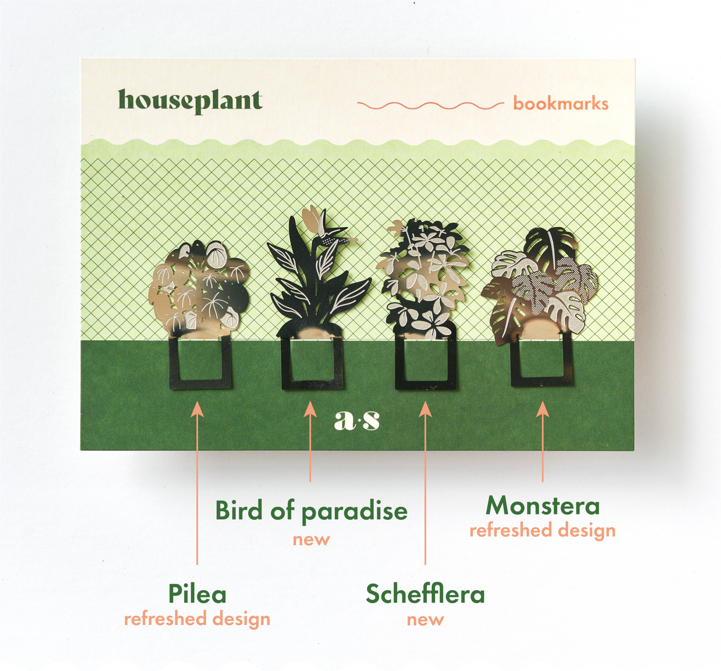 Bookmark set - Houseplant page marker metal, botanical gift