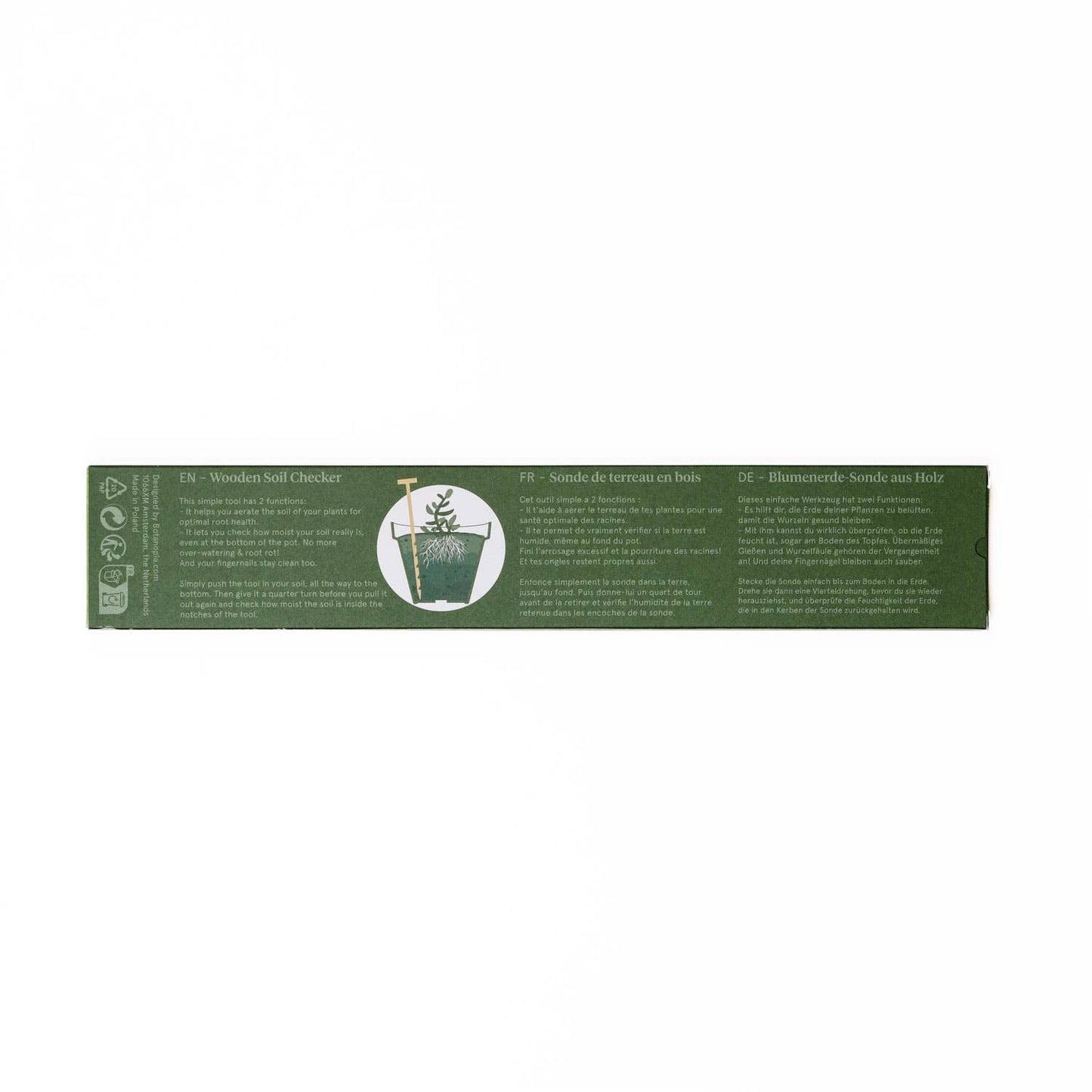 Green label with text and a plant icon on a white background