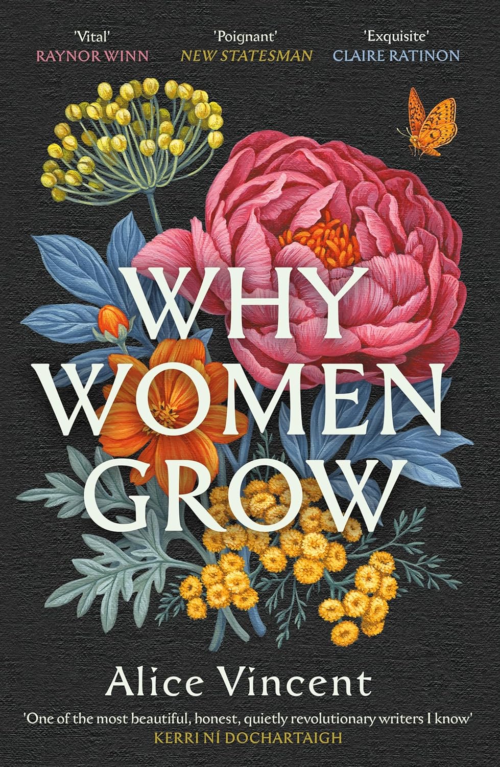 Book cover of 'Why Women Grow' with floral design and text on a dark background