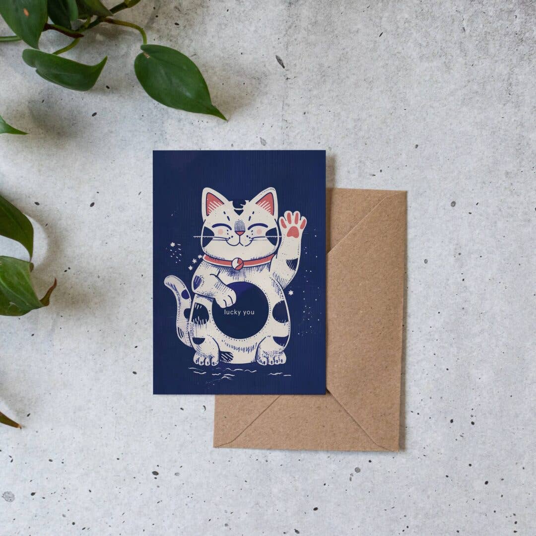 Lucky Cat | Everyday Greeting Card | Good luck card