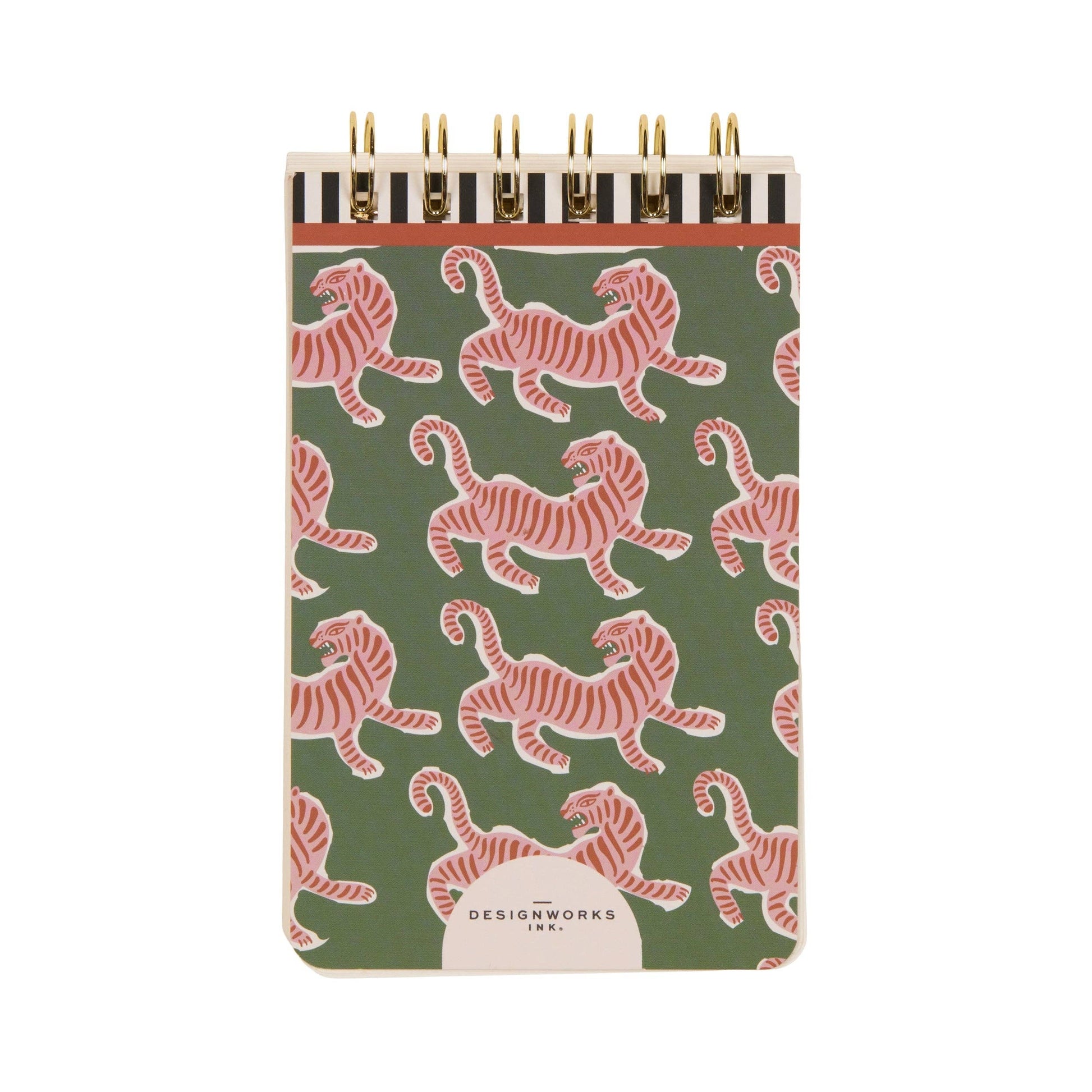 Notebook with tiger pattern on a green background