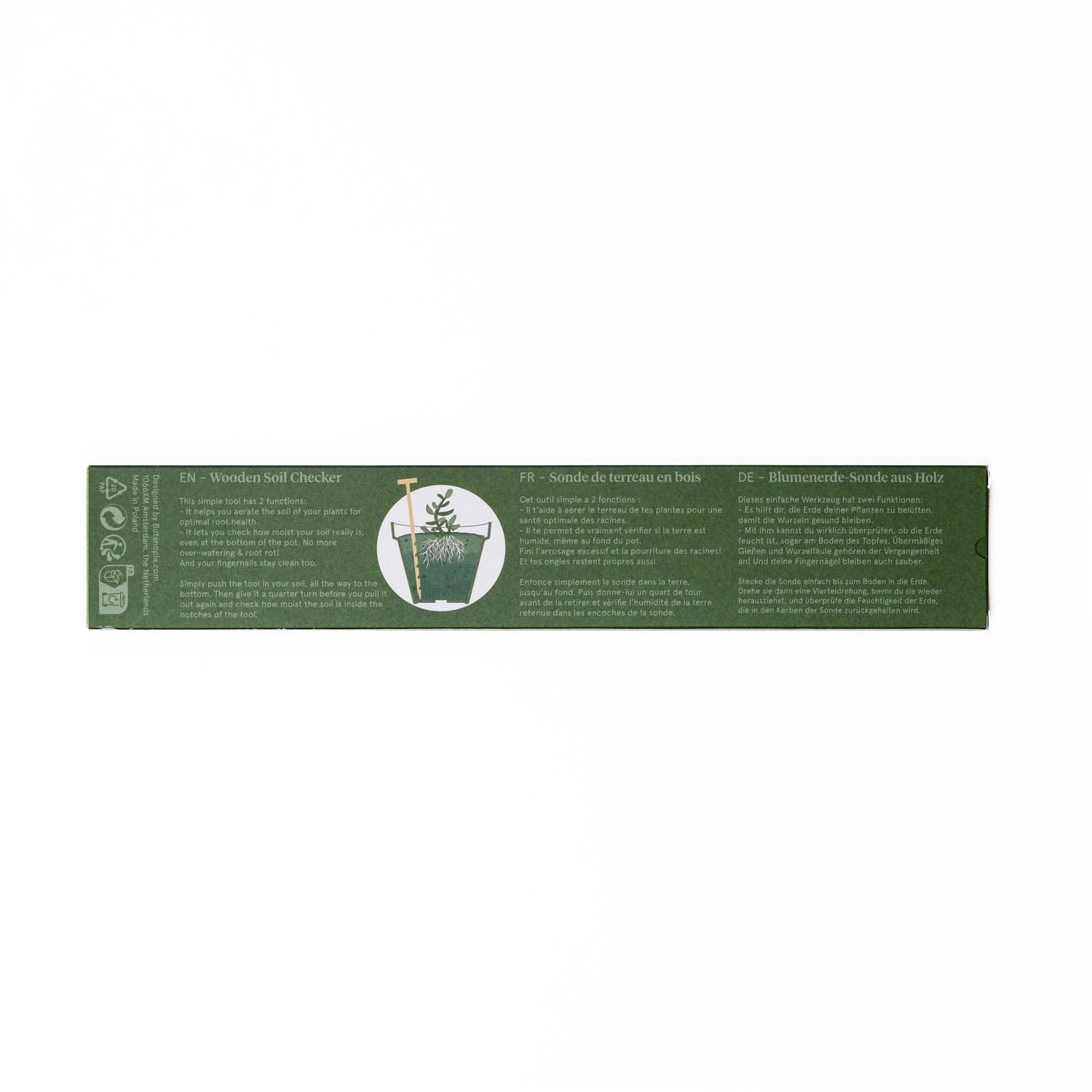 Green label with text and a plant icon on a white background
