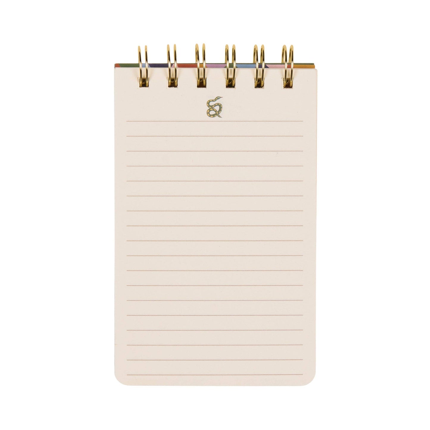 Small notebook with gold rings on a white background