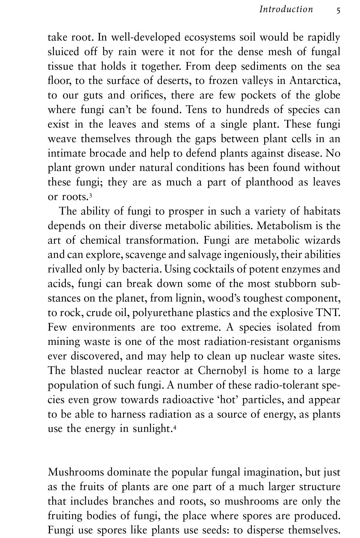 Text on a white background discussing fungi and their role in ecosystems.