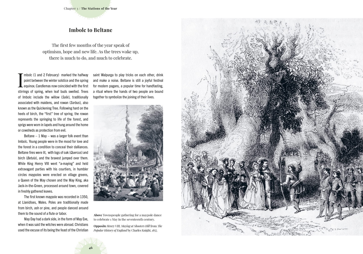 Illustration of a group of people gathered around a tree with text on the left side.