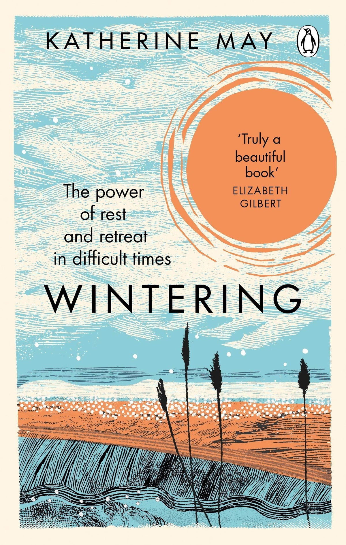 Book cover of 'Wintering' by Katherine May with a scenic illustration and text.