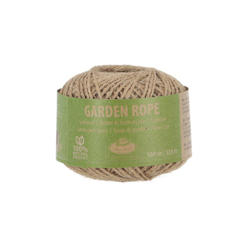 Garden rope rolled up against a white back ground