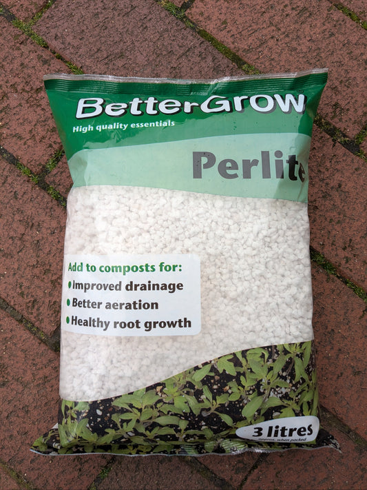 Bag of BetterGrow perlite with text on its packaging