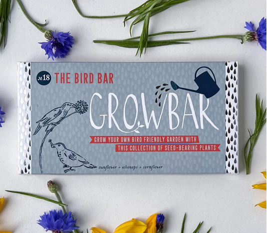 GrowBar packaging with seed-bearing plants on a white background