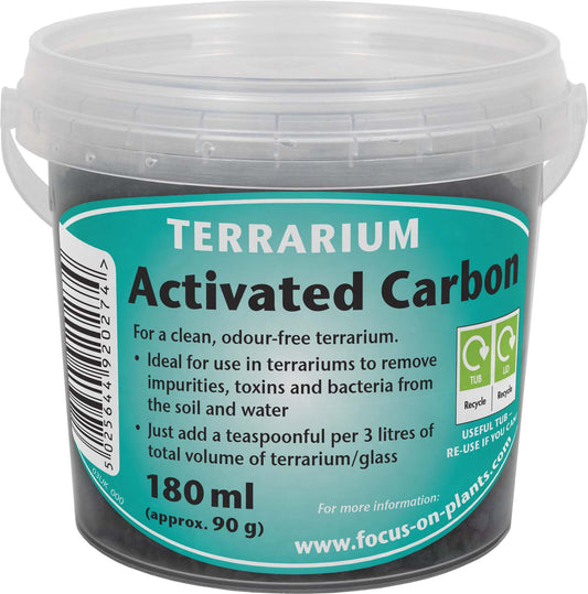Terrarium Activated Carbon container with label on a white background