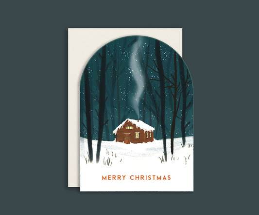Snowglobe Cabin Card
