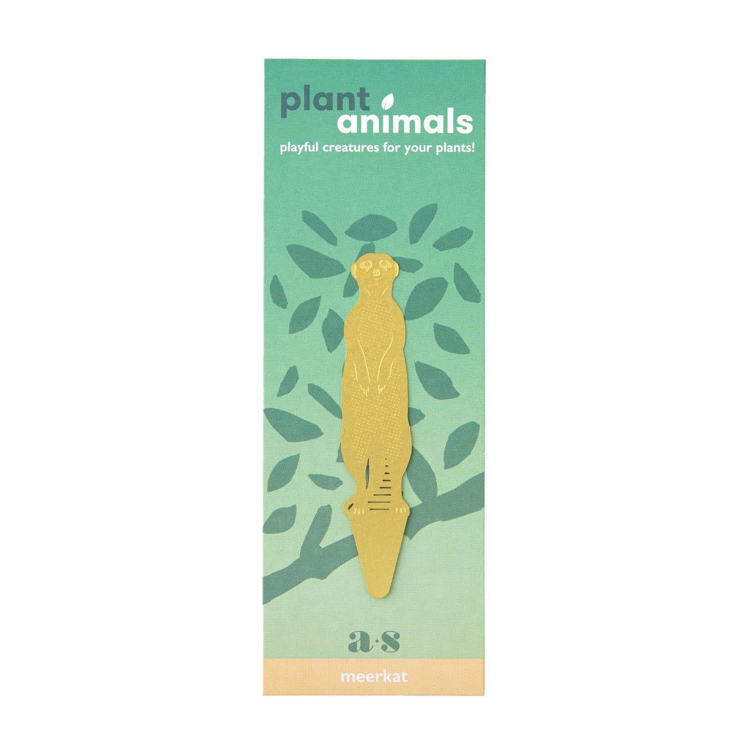 Gold  figure on a green card with 'plant animals' branding