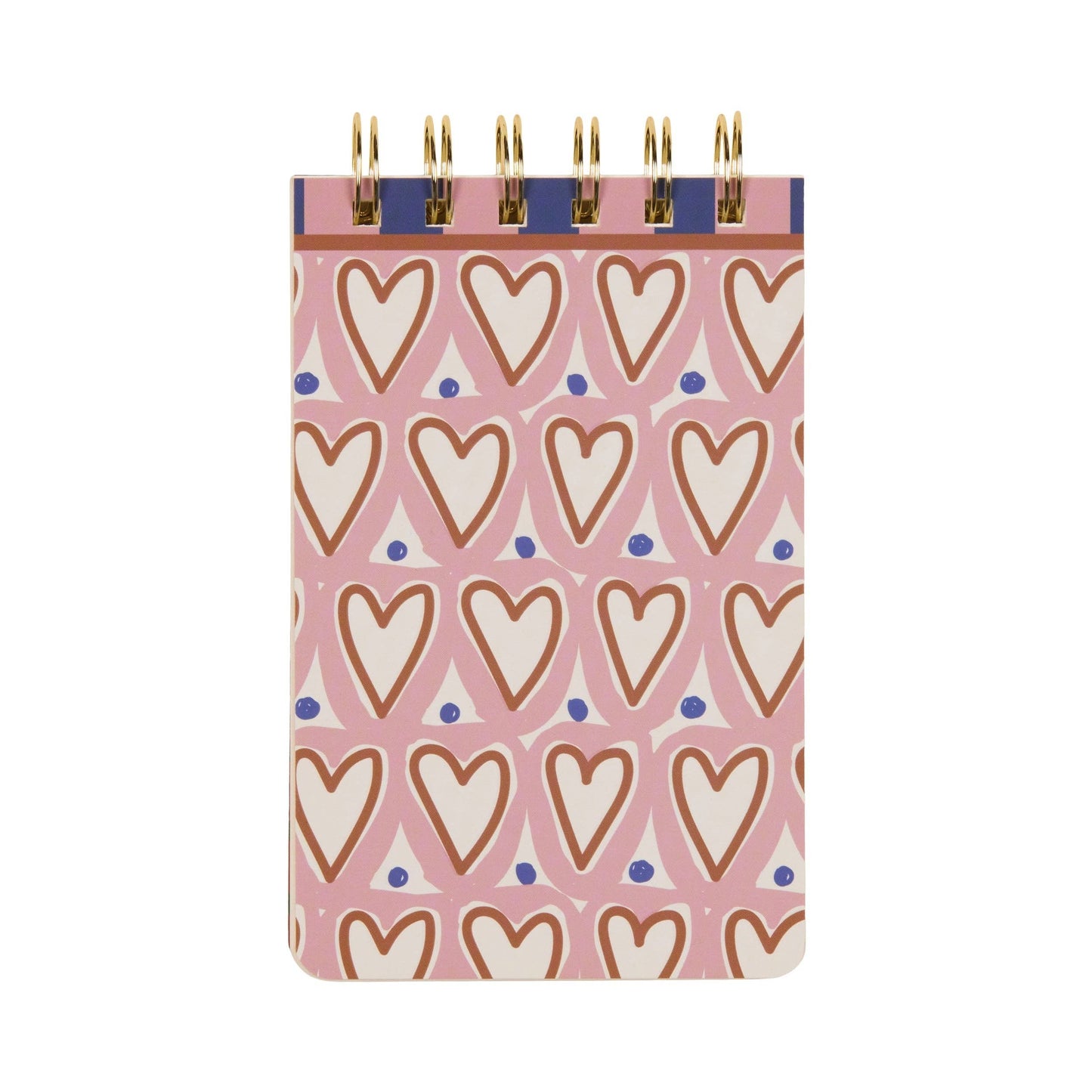Notebook with heart pattern on a pink background