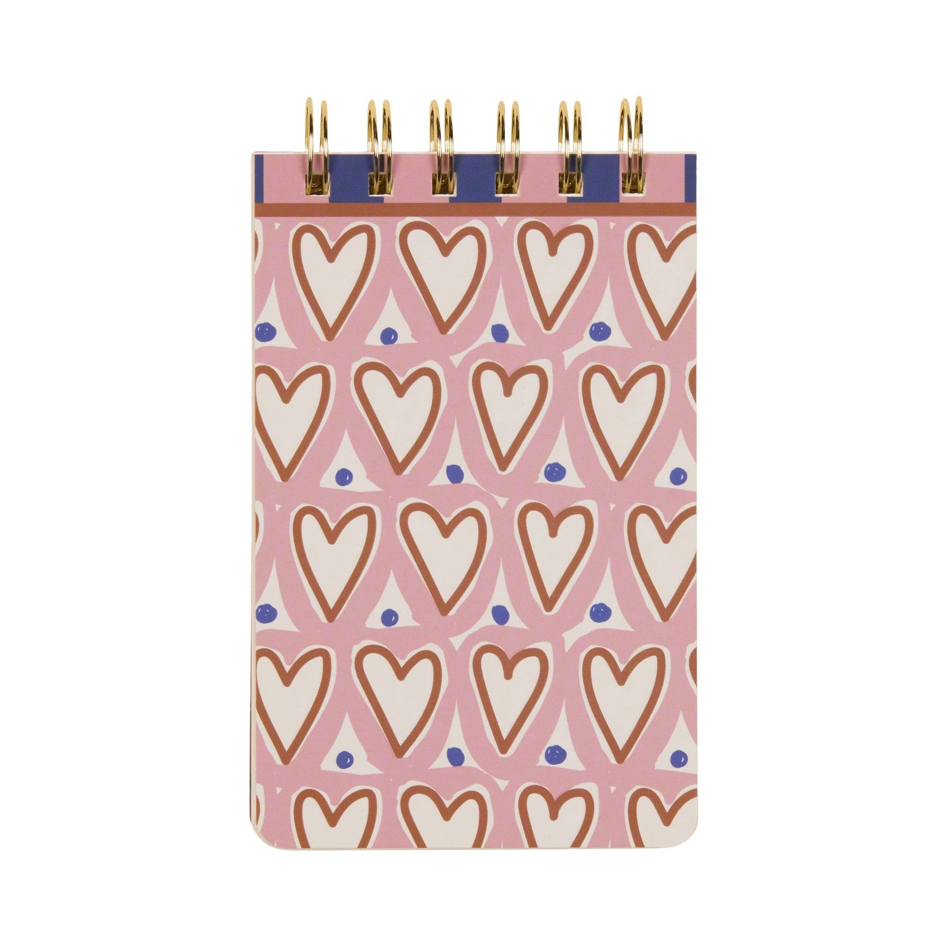 Notebook with heart pattern on a pink background